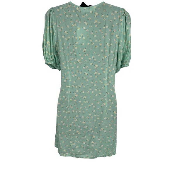 Elodie Womens Floral Button Down V-Neck Dress XS Mint Green Viscose/Rayon - Picture 6 of 11
